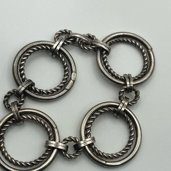 Grosse Germany heavy sterling silver round link twisted chain bracelet vintage